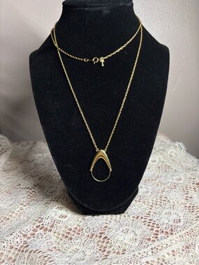 Trifari Gold-Tone long charm holder necklace